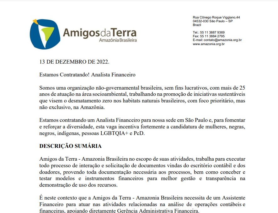 CHAMADA ABERTA PARA CONTRATAÇÃO DE ESTAGIÁRIO DE DIREITO - Observatório do  Código Florestal